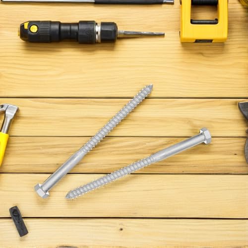 Tornillos de cabeza hexagonal de 26x1.6cm galvanizados para madera, pack de 2 5