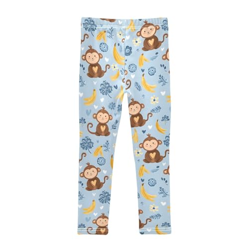 Heart Monkey Banana Floral Girls Leggings Soft Stretch Workout Yoga Dance Pants for Kids Casual Tights2
