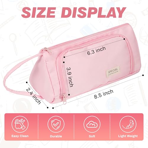 Image of Zzrywuty Large Capacity Pencil Pouch Wide Opening Portable School Pencil Case for Women & Men,Adults Pencil Bag with Zipper for College Office Travel (Pink)