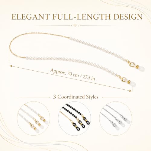Image of Spectacle Chain for Women 3PCS Pearl Glasses Strap