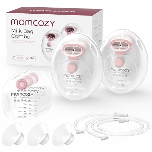 Image of Momcozy Wearable Milk Collection Cups with Storage Bags (5 oz), Direct-to-Bag Breast Milk Bag Combo, Breast Pump Parts for Momcozy V1 Pro/V2 Pro/V1/V2 Pump & Most Electric Breast Pumps, 2 Pack