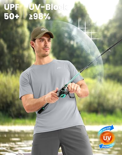 Image of Pudolla Men's Rashguard Swim Shirts Short Sleeve UPF 50+ Sun Protection SPF Quick Dry Lightweight Water Fishing Beach Shirt