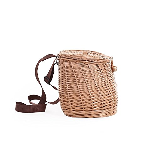 Foto von e-wicker24 Alles aus Weide Anglerkorb aus Weide, Fischkorb, geflochtener Fischerkorb, Fischkorb mit Riemen, Weidenkorb für Anglerzubehör, Korb für Fischerzubehör