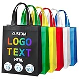 Aeekdook Custom Tote Bags with Logo 10/50/100 Pack, Custom Gift Bags for Promotional Items with Logo, Customized Shopping Tote Bags Bulk, Personalized Reusable Tote Bag for Grocery Business Giveaways