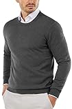 COOFANDY Men Classic Fit Knitted Sweater Lightweight Long Sleeve Autumn Pullover for Casual Or Dressy Wear Dark Grey