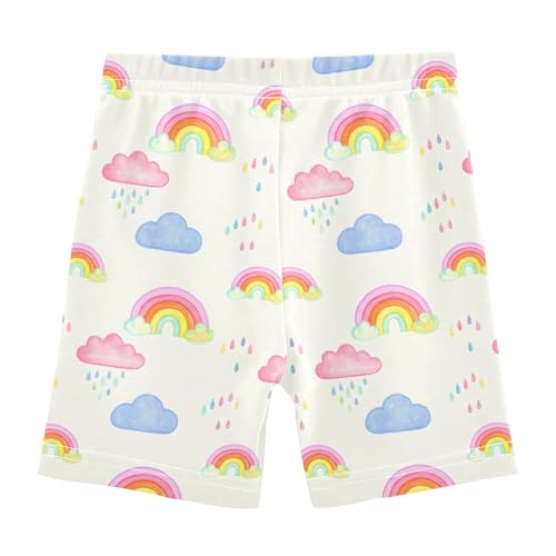 Rainbow Cloud Drops Ivory Girls Bike Shorts Toddler Dance Athletic Shorts Under Dress Clothes for Girls,4T2