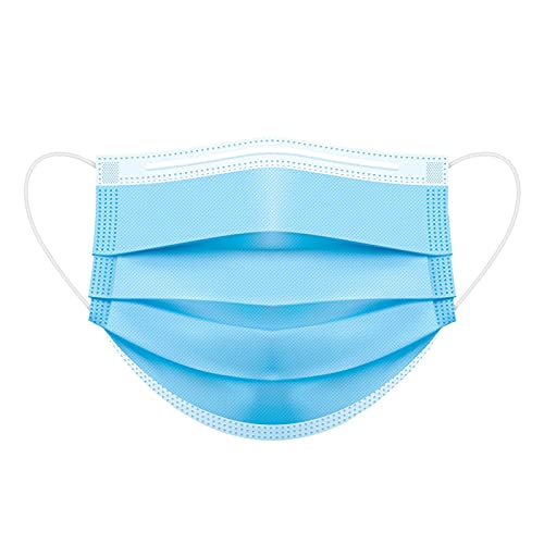 Image of LIVYOR 3 Layer Face Mask with Nose Clip, Non Woven Fabric, Surgical 3 Ply Mask with Bacterial Filtration Efficiency (BFE) >95% (Blue, Without Valve, Pack of 100)