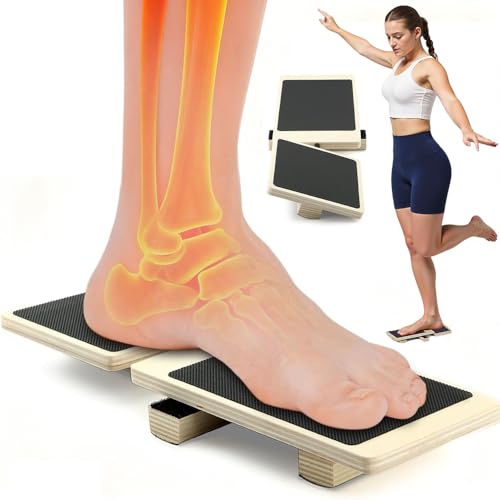 KBIBCK Ankle Balancing Board, 2 Pcs Ankle Strengthener Set, Wooden Foot Strengthener Trainer, Ankle Foot Strengthener Exerciser, Foot Stability Exerciser for Plantar Fasciitis, Sprained Ankle, Valgus