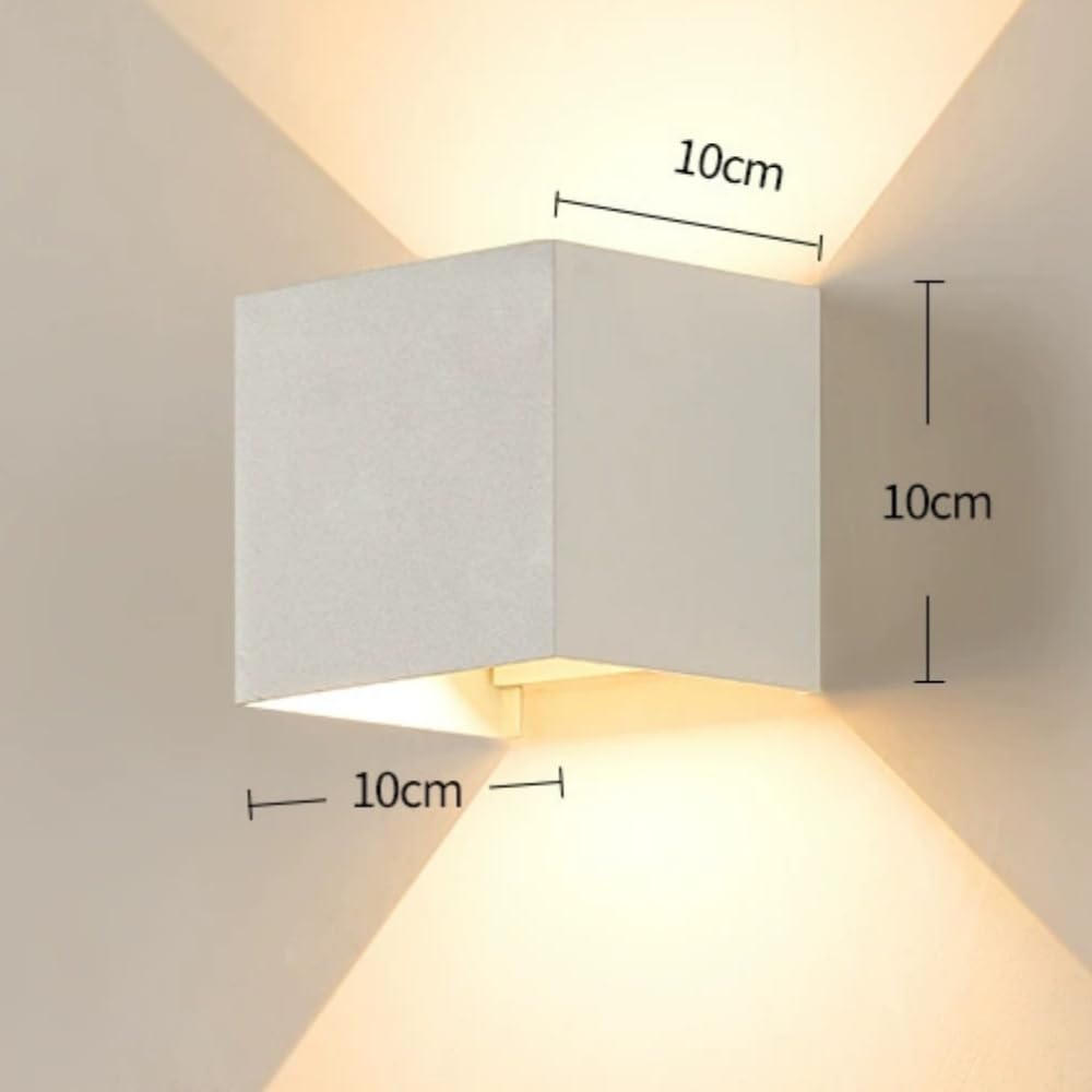 LuminaCube 12W LED Wandleuchte, Einstellbarer Lichtstrahl, 3000K Warmes Licht, Zum Gebrauch einstecken, Modern für Wohnzimmer, Schlafzimmer, Garten, Flur, Treppen