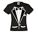 fresh tees Kids Black and White Tuxedo with Bow Tie T-Shirt Funny Shirt (X-Large (18-20), Black)