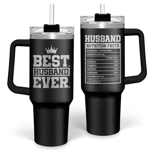 Best Husband Ever Gifts, Husbands Tumbler with Handle 40oz Stainless Steel Insulated with Straw Lid...
