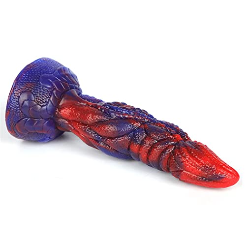 Jouet de massage en silicone texturé 20 cm avec particules bleu basal rouge