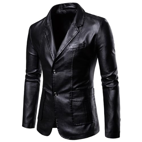 Veste de moto FGRID en similicuir noir aux finitions ajustées haut de gamme