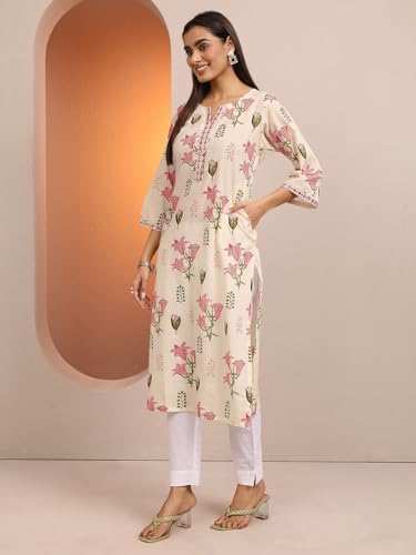 Image of Libas Printed Cotton Straight Kurta for Women