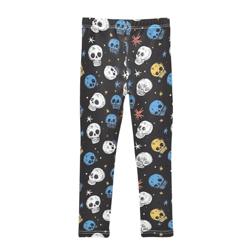 Doodle Skull Stars Girls Casual Leggings for Kids Printed Long Pant Bottoms Stretch and Soft2
