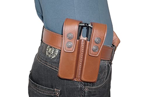 Koltster Alis30306 2 Slot Pancake Leather Holster Thumb Break Rh With Double Magazine Pouch Fits Beretta 92 92F 96 B803 Taurus 92&99 Handmade! (Brown) #TOP6