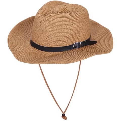 Unisex Panama Cowboy Hat with Leather Band Cover