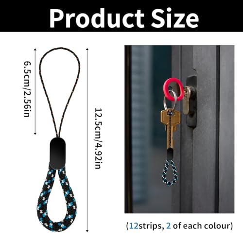 Ymapinc 12 Stück Finger Lanyard, Verstellbare Schlüsselband Kurz Handschlaufe Tragbare Handyschlaufe Kurze Handy Handschlaufe 4,92 Zoll Fingerschlaufe für USB Stick Handy Sticks Kamera Schlüssel