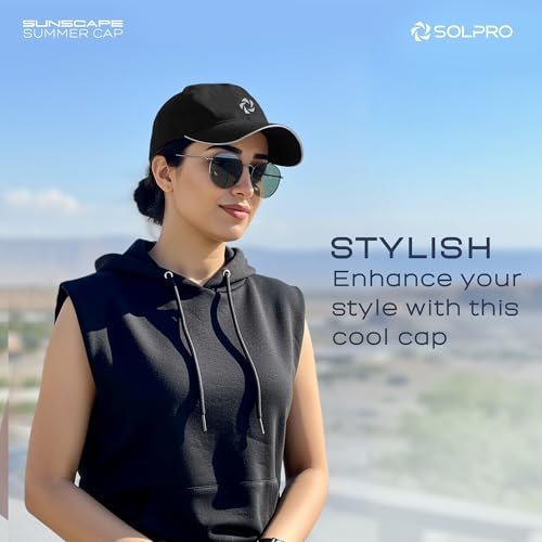 Image of Solpro Sunscape Unisex Polyester Cap | Lightweight & Breathable | Portable Sun Protection for Sports, Travel & Everyday Wear | Adjustable Velcro Strap