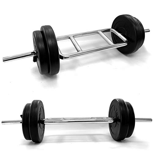 TnP Distribution 22KG Tricep Bar Set with Spring Collars and Weight Plates - Hammer Curl Standard 1" Barbell Fitness Gym