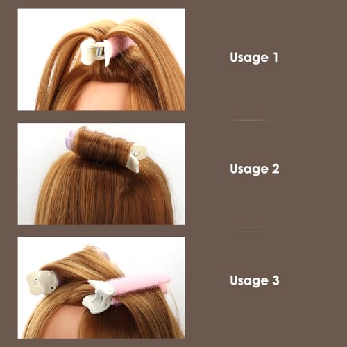 6個ホットカーラーセットセット、大サイズのカーラー、前髪カーラー、ミディアムロングヘア用のボリュームルートクリップセットで、女性向、ヘアアイロン 3 個、ボリュームクリップ 2 個、コーム 1 個が含まれます
