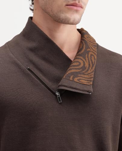 Image of Men's Denver-A26 Regular Fit Paisley Cotton Quarter Zip Sweater