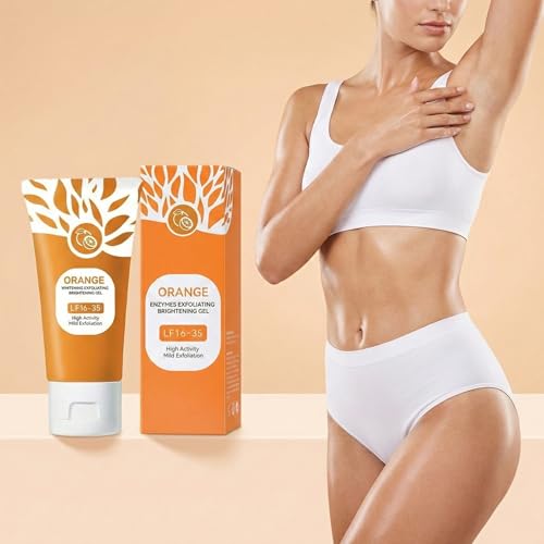 Image of Orange Enzyme Exfoliating & Brightening Gel for Face & Body | Gentle Peel Exfoliating | Dead Skin Remover, Tan Removal Gel, Skin Brightening Face Exfoliator (Pack of 1)