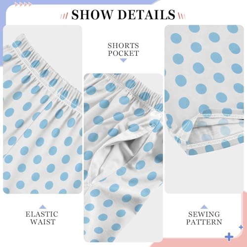 ALAZA Light Blue Polka Dot Pattern Pajamas Bottoms with Pockets Comfy Pjs Sleepwear Elastic Waistband Pajamas Pants Lounge Pants for 6-14 Years4
