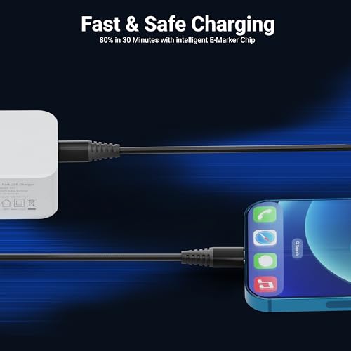 Image of Basesailor 100W USB C to Type C Nylon Braided Charger Cable [6 months WARRANTY] Fast Charging Cable Compatible for iPhone,Samsung,Oneplus,Nothing & Other Devices, High Speed Data Cable(Black)