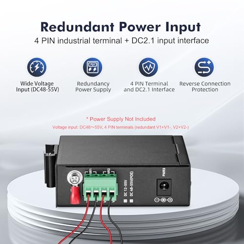 Image of 5 Port Mini PoE+ Industrial Switch, 4 Ports PoE+ and 1 Uplink, 10 /100Mbps Fast Ethernet, Din Rail & Wall Mount, Unmanaged IP30 (-40~185F) Hardened YuLinca Industrial Switch