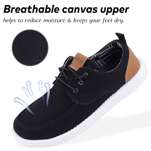 Image of ASITVO Men's Wide Canvas Loafers Slip on Boat Walking Shoes Casual Dress