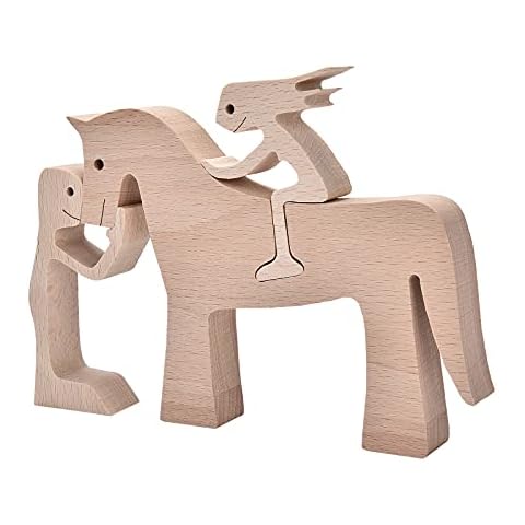 Wooden Women's Dog Carving Ornaments are Used for Home Office Desks,Wooden Dog Carving Decorations,Wood Carving Decorations - Increase (PL009A) Cover