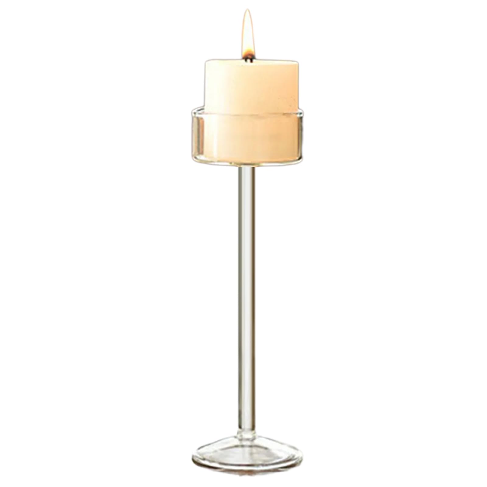 Xjdzineq Decorative Tall Glass Holder with Long Clear Tealight Stand Elegant Candlestick Wedding Centerpieces Decors Clear Glass Candlestick
