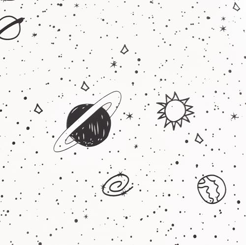 Image of Scientific Sleep Starry Galaxy Solar System 100% Cotton 4 Pcs Queen Bed Sheet Set Kids Toddler Teen, Flat Sheet & Fitted Sheet & Pillowcase Kids Bedding Set (Galaxy, Queen)
