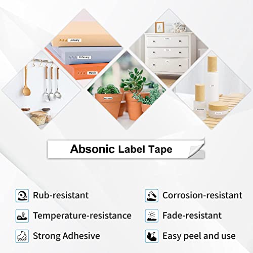 Absonic 6-Pack M231 Label Tape Compatible For Brother M-K231S M-K231 Mk-231 Mk231 1/2" Tape P Touch M 12Mm 0.47" White Label Tape Refills For Ptouch Pt-65 Pt-M95 Pt-85 Pt-90 Pt-70 Pt-80 Label Maker #TOP4