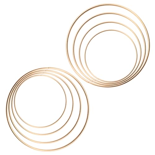 Image of Pocoxll 8 Pcs Dream Catcher Rings, Gold Metal Floral Hoops, Metal Rings for Crafts, 4 Sizes(6 /8 /10 /12 Inch)