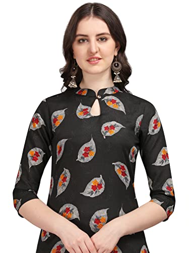 Image of NAINVISH Women's Cotton Blend Straight Keyhole Neck Printed Kurta with Pant