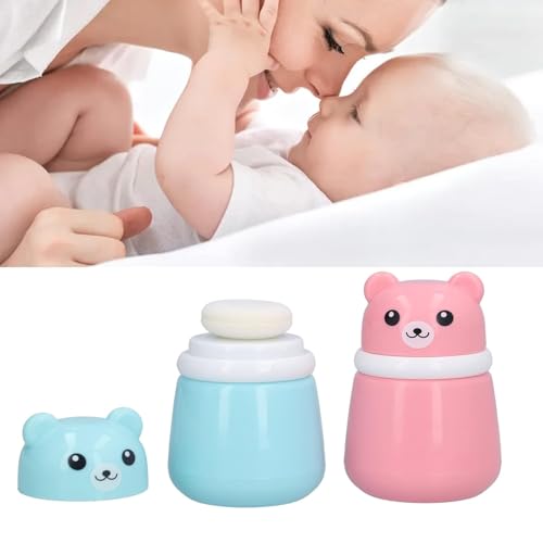 Image of Baby Pack Of 2 Skin Care Powder Talcum Puff Case Cum Container Box Reusable Refillable for Toddlers Kids and Infants for BPA Free (PATTERN 106)