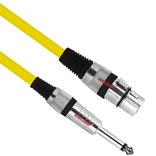 Image of Microphone Cable 3 Pin XLR Female to 1 /4 inch TS 6.35 mm Male 5 Meter /16 Feet, TS to XLR Female Cable For Dynamic Microphone,Amplifier... (YELLOW)