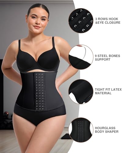Image of Waist Trainer for Women Latex Underbust Waist Cincher Corset, Tummy Control Corset Sport Girder Hourglass Body Shaper
