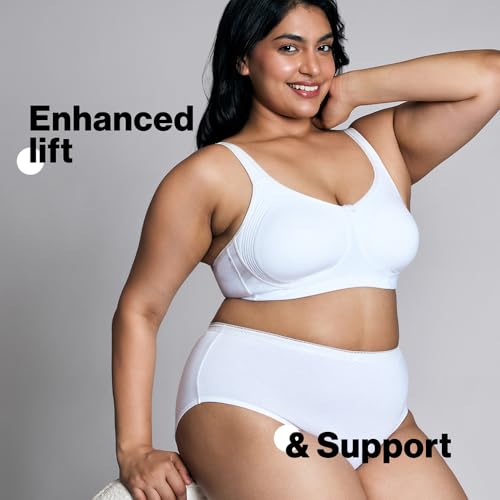 Image of NYKD (NYB169 Cotton Anti Microbial Non Padded & Non Wired Side Support Shaper Bra for Women | Full Coverage Bra with Detailed Contoured Lift & Shape with Wide Straps
