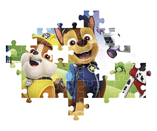 Clementoni | Puzzle Paw Patrol Supercolor pour Enfants 6 Ans+ | 104 Pièces | 38 x 27 cm | Développement Cognitif et Coordination | Personnages Chase Rubble Marshall Skye | Jeu sans Ecran