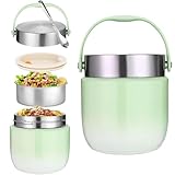 DESIGN PRATIQUE AVEC CUILLÈRE : Cuillère en acier inoxydable pliable intégrée – aucun ustensile supplémentaire nécessaire. Le grand couvercle s'ouvre facilement et peut servir de petit bol