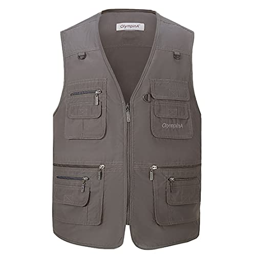 Hwalleum Hommes Léger Loisirs Gilets De Plein air, Homme Multi-Poches Gilet Casual Gilet Veste de Sport Journaliste Respirant Durable sans Manche Veste pour...