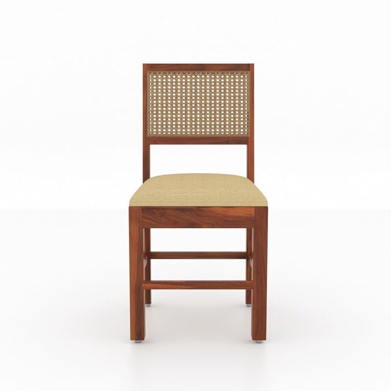 Image of Furniture Solid Sheesham Wood 4 Seater Dining Table Set with Cushioned Chairs | Wooden Four Seater Dinner Table Set for Living Room, Kitchen, Dining Area and Home (Honey Finish)