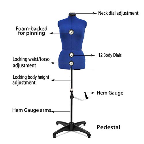 image for BHD BEAUTY Blue 13 Dials Female Fabric Adjustable Mannequin Dress Form
