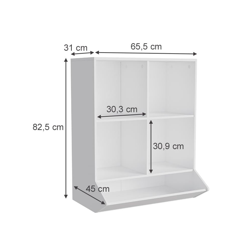Vicco Półka dla dzieci "Conny", Biały, 65.5 x 82.5 cm | pour le rangement des jouets et des livres dans la chambre d’enfant