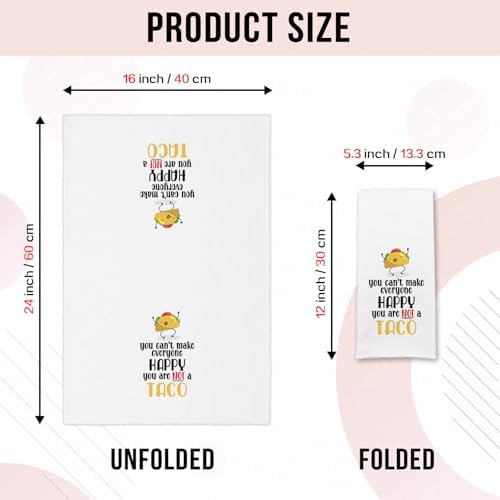 Funny Taco Kitchen Towels You Can't Make Everyone Happy You are Not A Taco Dish Towels Cute Taco Cleaning Cloth for Kitchen Decor Sweet Housewarming Gifts for Women Men Friend Taco Lover
