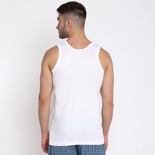 Image of Poomer Premium Cotton Pure White Vest for Mens - Pack of 4