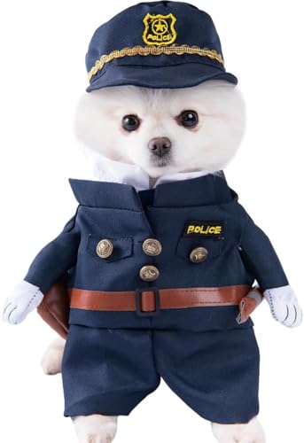 Jackanna Hundekostüm Halloween,Hundepullover Kostüm für Katzen Hund Spaß Kostüm für Kleine, Mittlere, Große, Extra Große Hund Haustier Katze (Polizeibeamter)